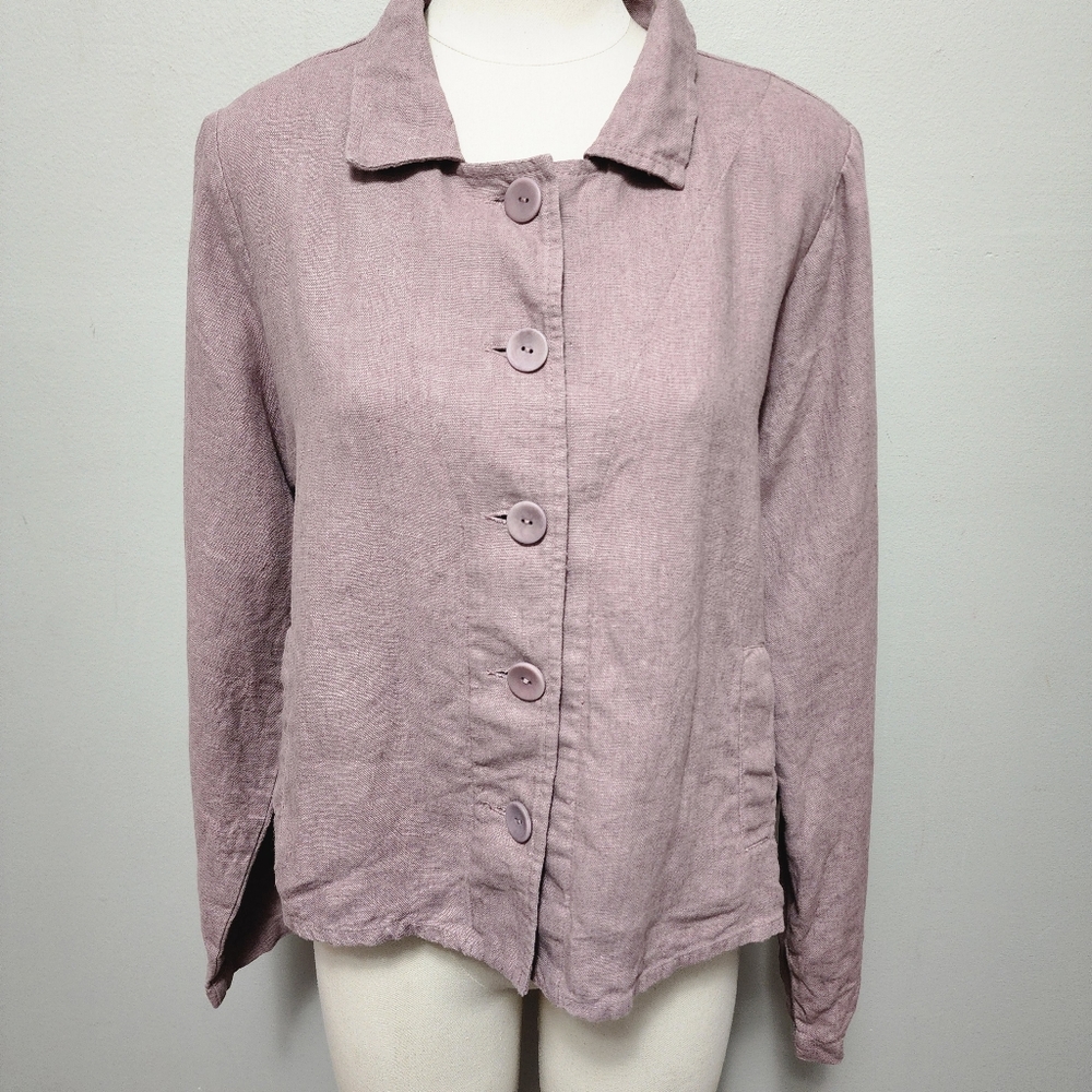 Flax Mauve Button Down Collared Jacket Size Small… - image 1
